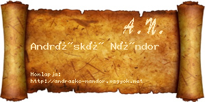 Andráskó Nándor névjegykártya